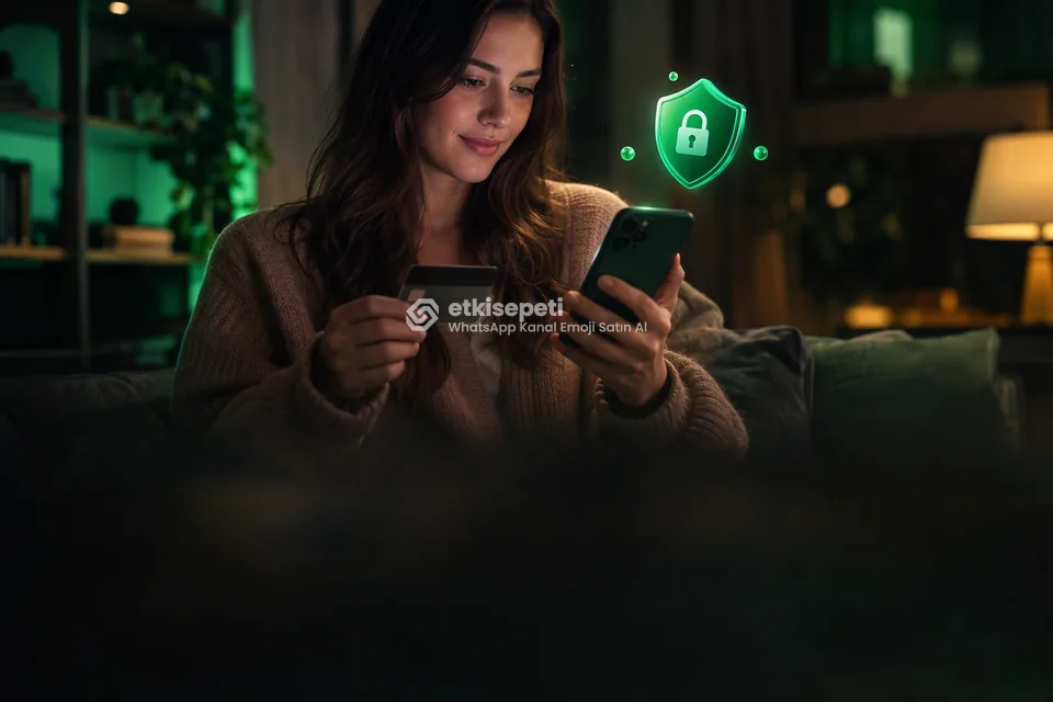Kart ve telefonla güvenli ödeme yapan bir kullanıcı