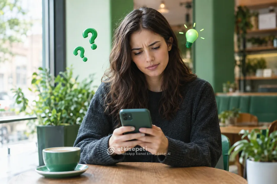 WhatsApp Kanal Emoji satın almadan önce sorularını düşünen bir kullanıcı