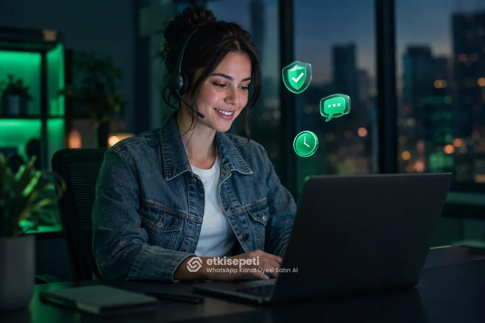 Destek uzmanı WhatsApp Kanal Üyesi siparişlerini panelden takip ediyor
