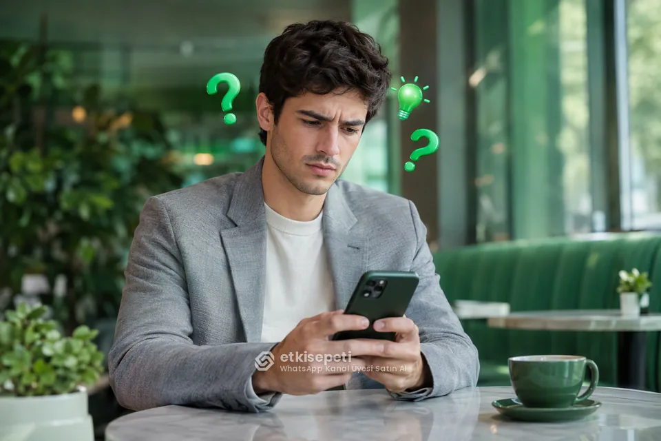 WhatsApp Kanal Üyesi satın almadan önce sorularını düşünen bir kullanıcı