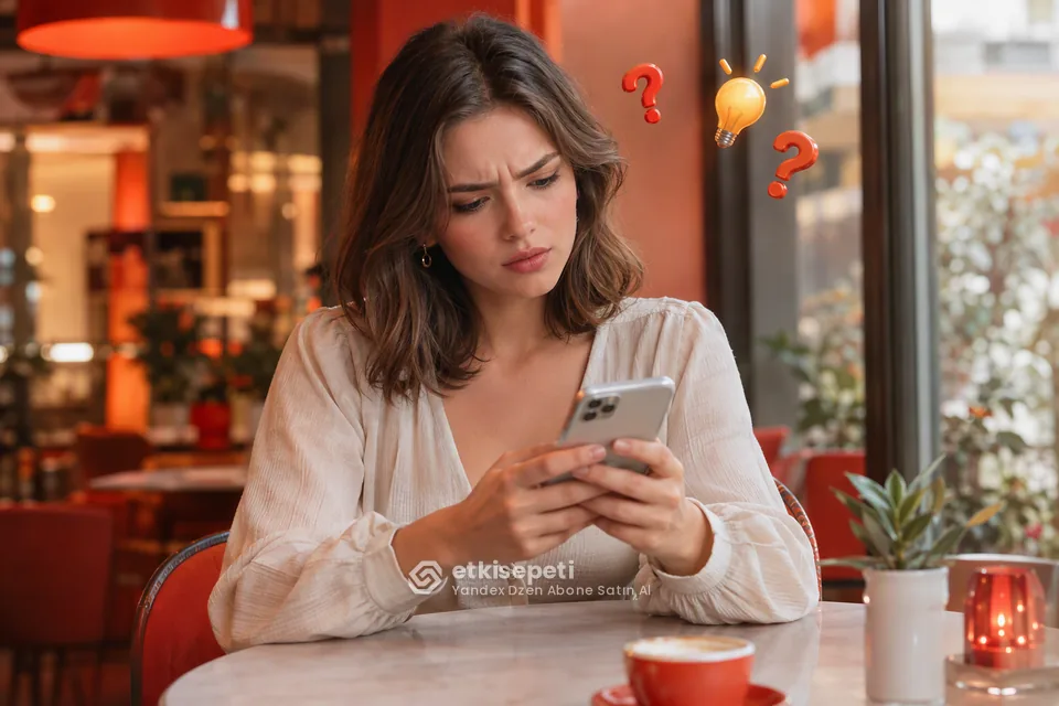 Yandex Dzen Abone satın almadan önce sorularını düşünen bir kullanıcı