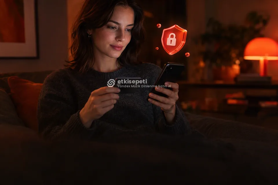 Kart ve telefonla güvenli ödeme yapan bir kullanıcı