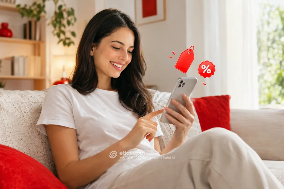 YouTube 4000 Saat İzlenme paket fiyatlarını inceleyen bir kullanıcı