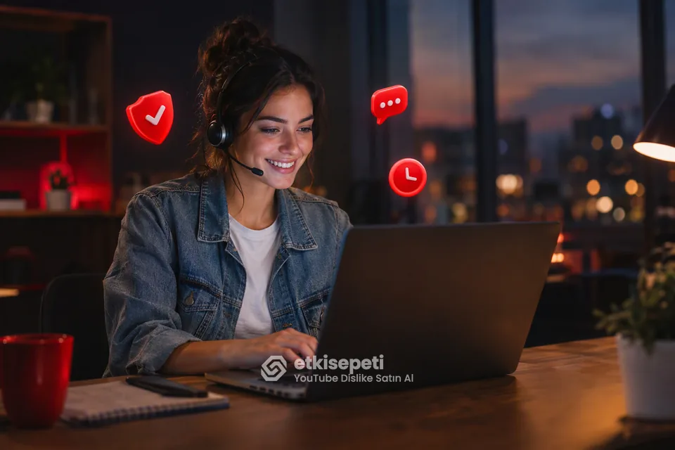 Destek uzmanı YouTube Dislike siparişlerini panelden takip ediyor