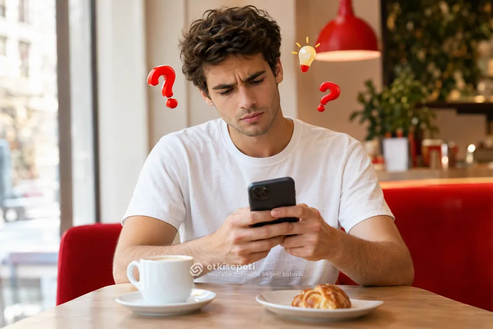 YouTube Otomatik Beğeni satın almadan önce sorularını düşünen bir kullanıcı