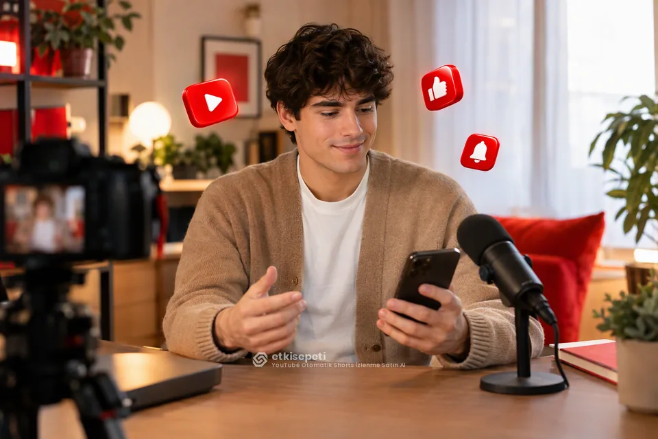 YouTube Otomatik Shorts İzlenme sayfasında “Shorts İzlenmesi, İzlenme Saati ve Para Kazanma” konusunu anlatan görsel