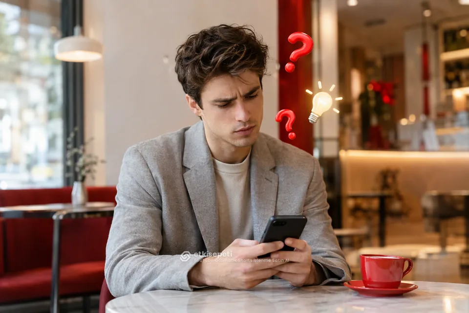 YouTube Otomatik Shorts İzlenme satın almadan önce sorularını düşünen bir kullanıcı