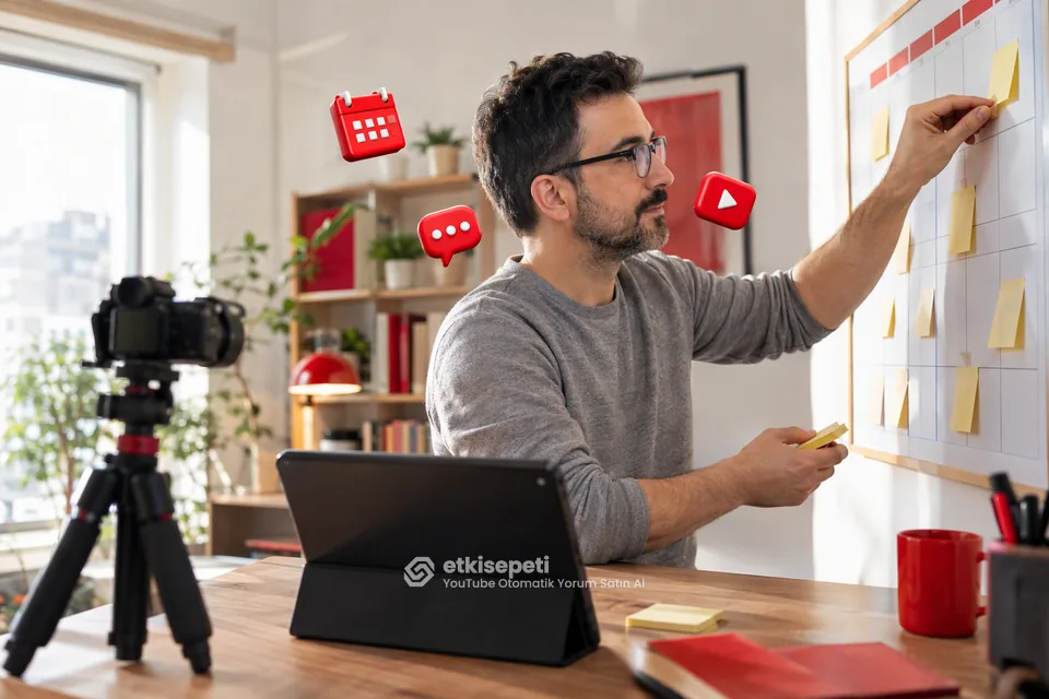 YouTube otomatik yorum satın al hizmetini haftalık yükleme takvimiyle planlayan bir eğitim kanalı sahibi