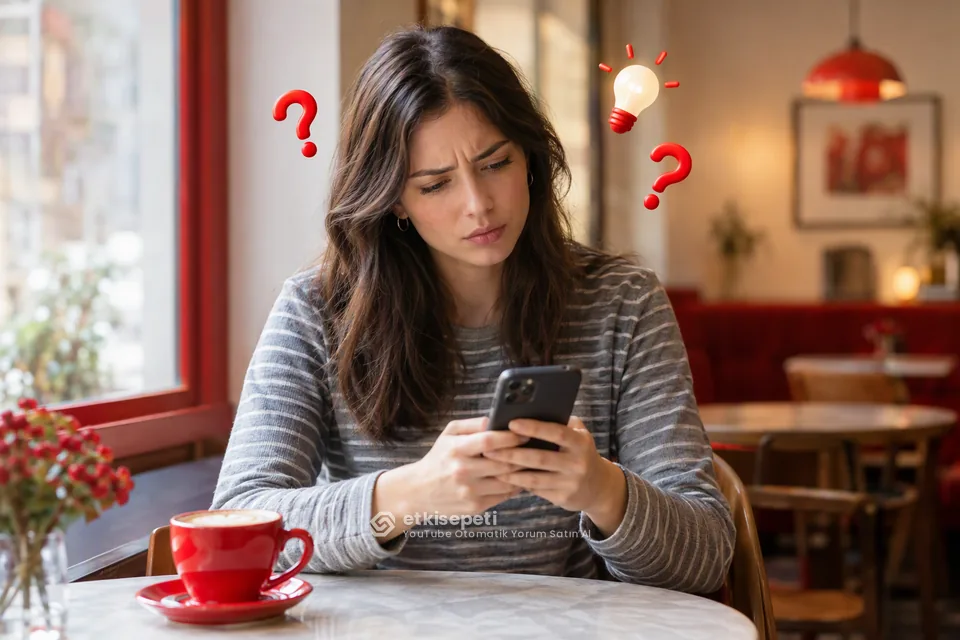 YouTube Otomatik Yorum satın almadan önce sorularını düşünen bir kullanıcı